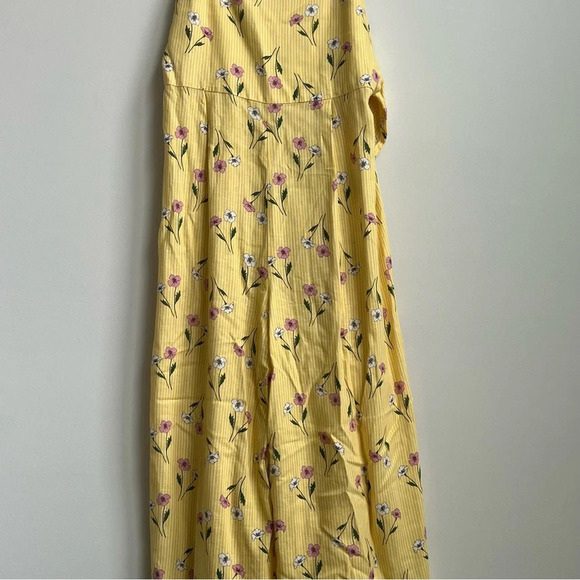 Revolve Finders Keepers Limoncello Cropped Jumpsuit Wide Leg Linen Flower Stripe - Picture 8 of 16